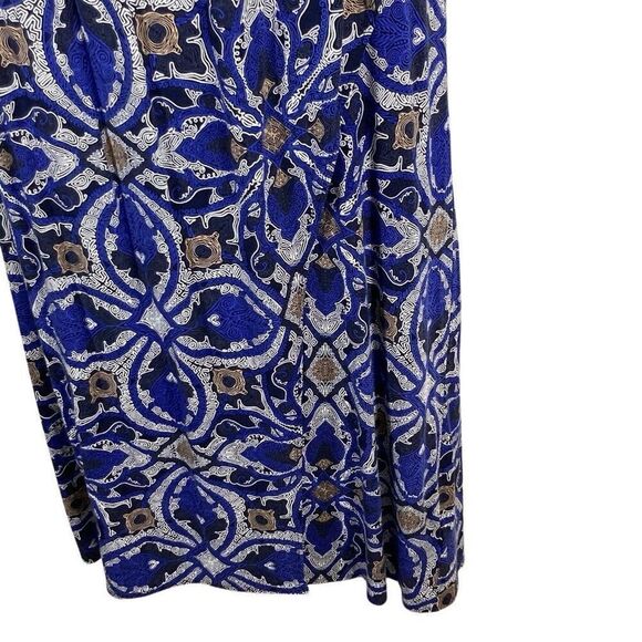 Maeve Anthropologie Cyprus XL Wrap Skirt Blue Motif Boho African Graphic Fits 1X - Picture 14 of 16